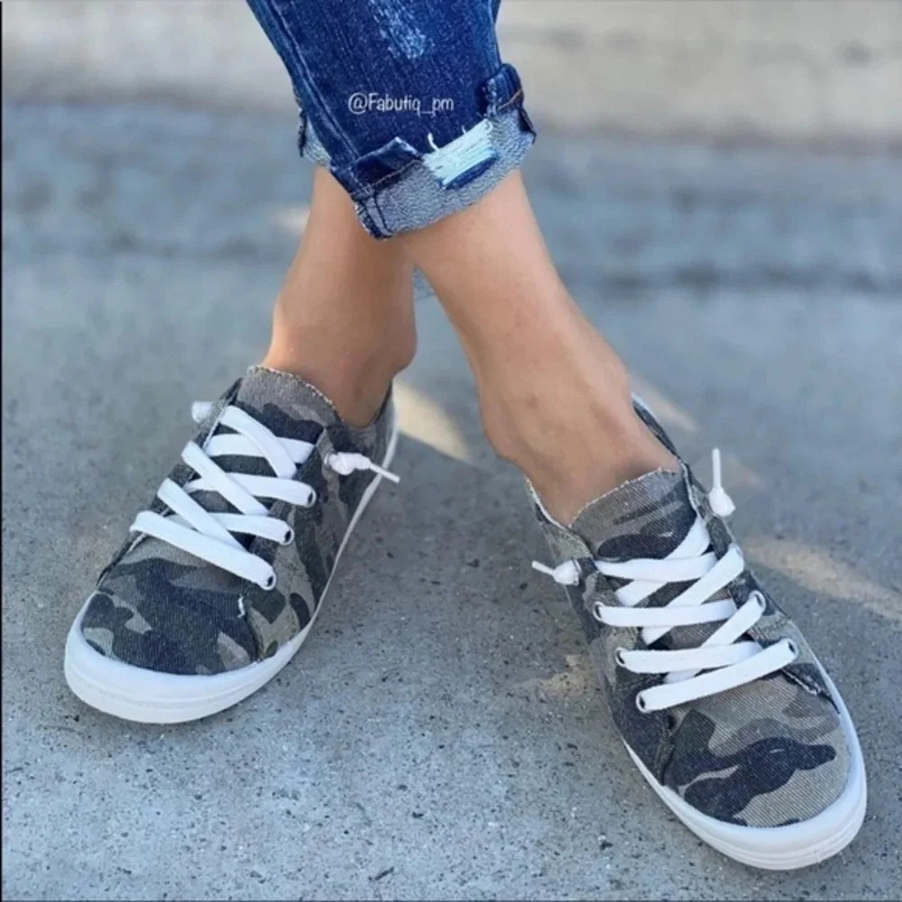 Camo Slip-On Sneakers | Soda Canvas Lace-Up Casual Shoes
